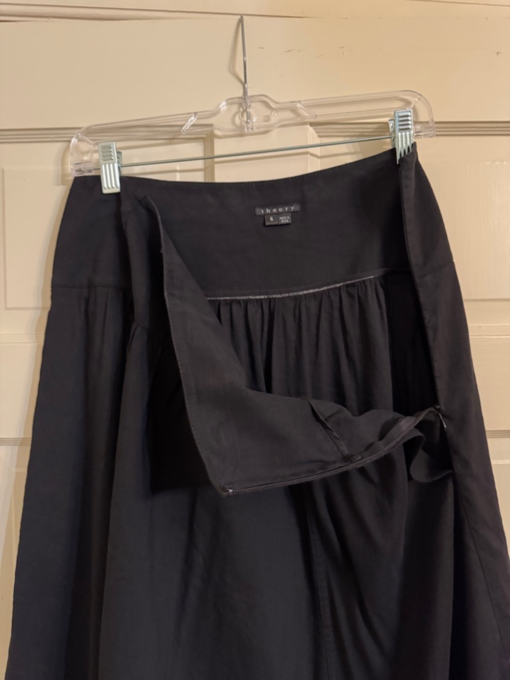 Theory Black A-Line Skirt with Gentle Gather